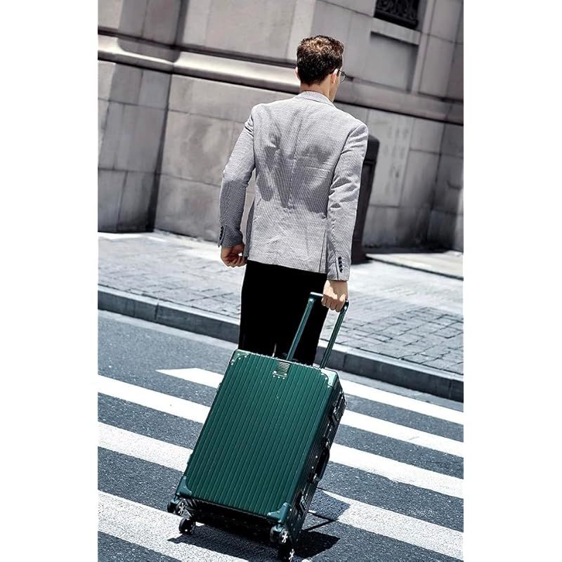 Yuweijie スーツケース アルミフレーム キャリー ケース機内持ち込み 預け入れスーツケース 大型トロリーケース 軽量キャリーバッグ 静音ダブルキャスター 耐衝撃 旅行 ビジネス 出張 tsaロック付 保護カバー付き Mサイズ 3泊4日 グリーン 0