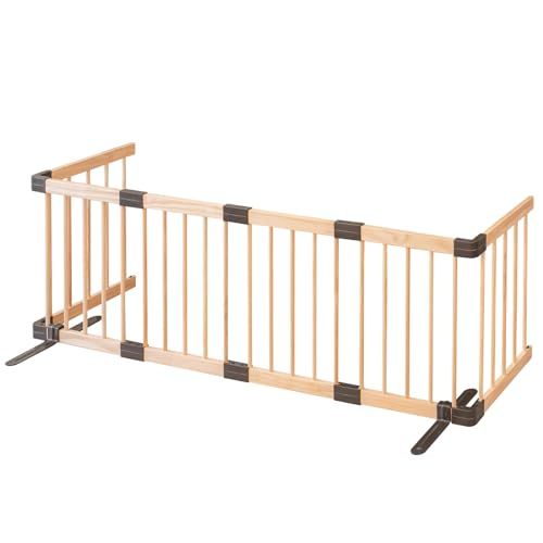 RiZKiZ ベビーフェンス 木製 置くだけ ハイタイプ 扉付き パネル 自立スタンド付き 組立簡単 組み替え テレビ 階段 ベビーゲート ベビーサークル プレイヤード 倒れにくい 育児用品 赤ちゃん 子供 室内 幅185 cm 高さ55