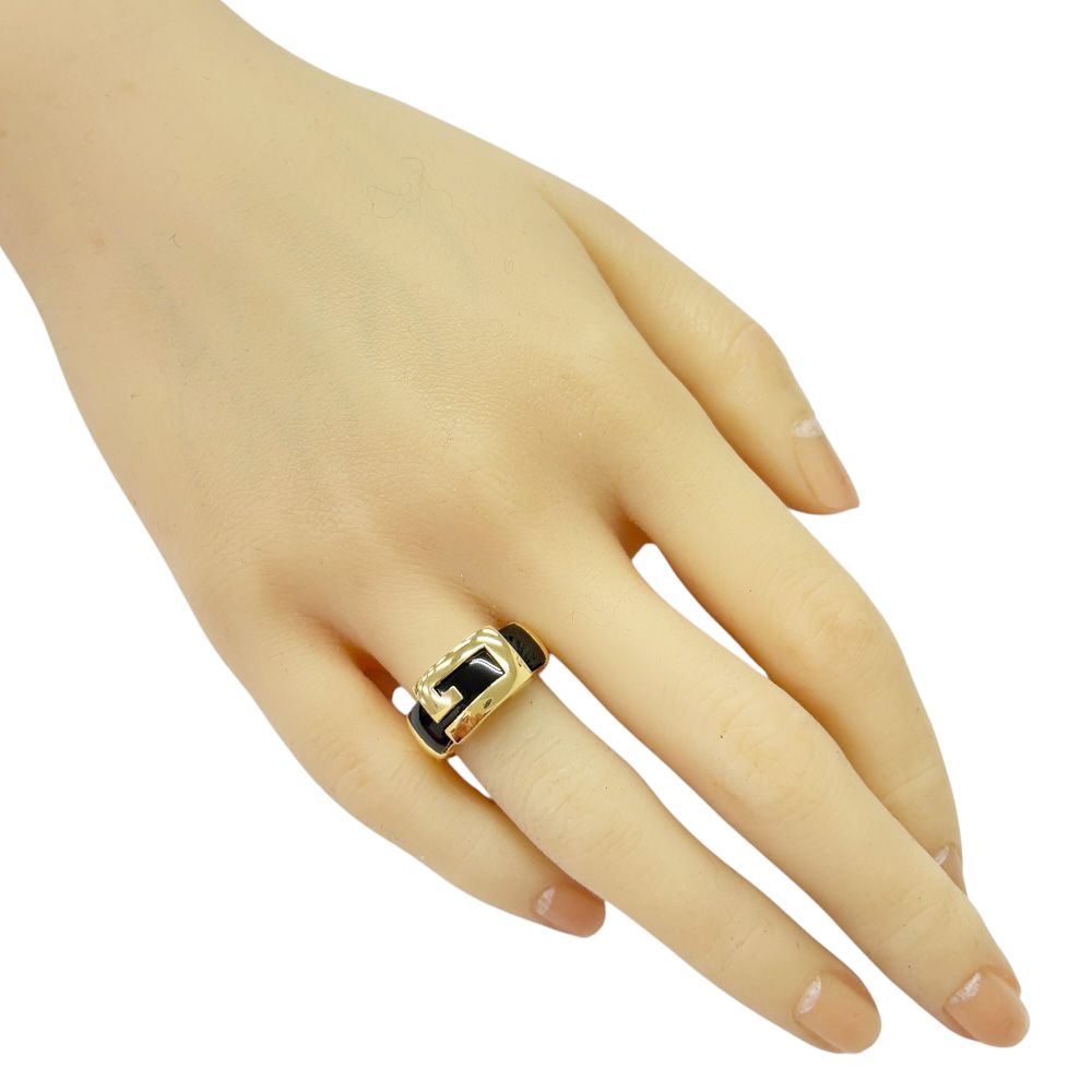 リング 指輪 12号 18金 K18イエローゴールド オニキス レディース