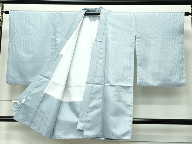 平和屋着物□極上 男性 袴下着物 紋付き羽織セット 花菱地紋 青磁鼠色  