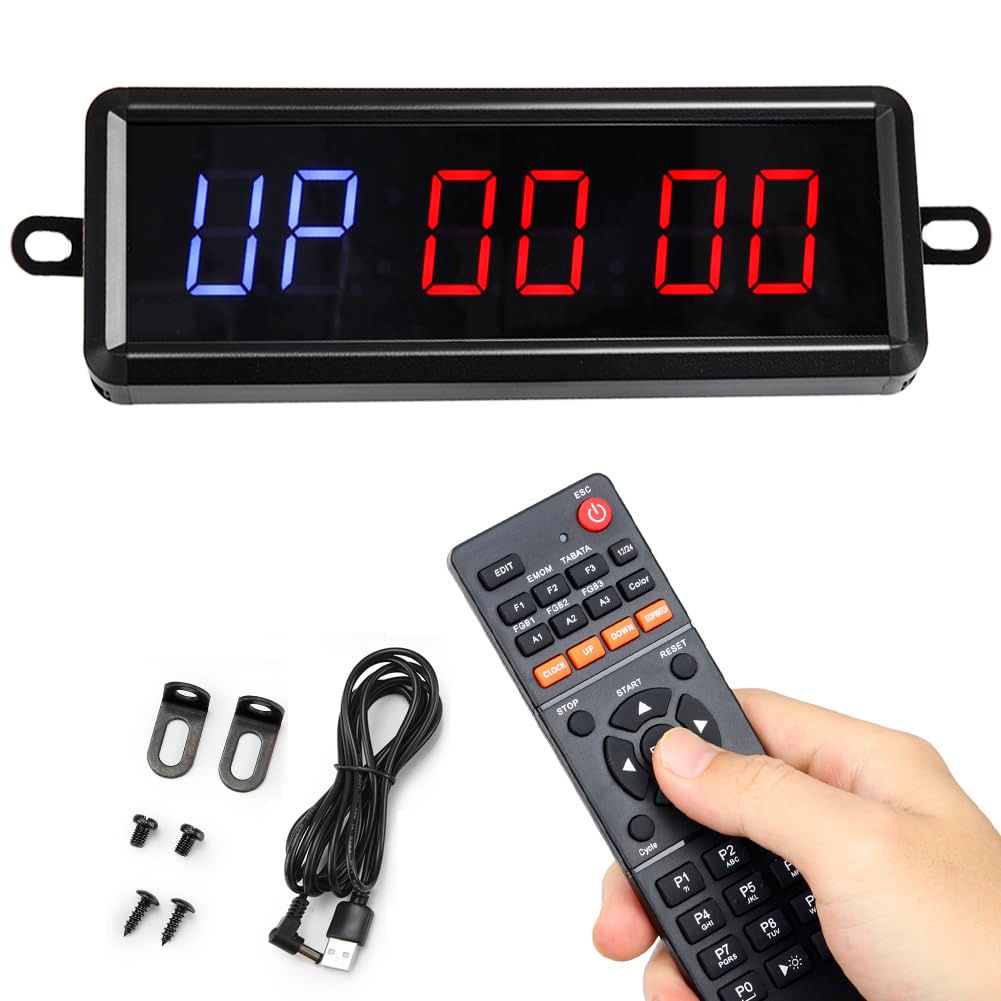 Koolertron スポーツタイマー リモコン付き 壁掛け時計 秒付き カウントダウン|ストップウォッチ|時計 フィットネス|トレーニング|料理|競技のタイミングに