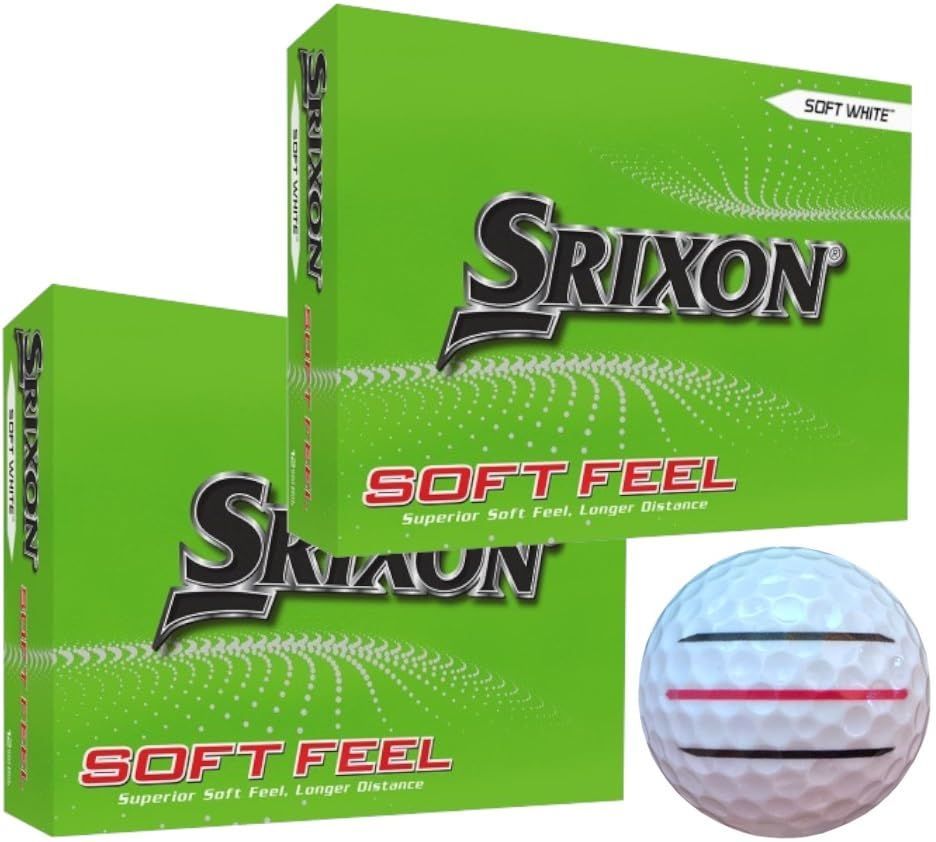 Style 白２ダース_３本ライン ハピラキ_ゴルフライン ゴルフボール SoftFeel ソフトフィール モデル ライン入り 白２ダース_３本ライン