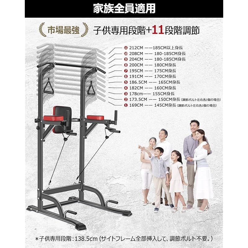 ぶら下がり健康器 懸垂マシン Wolfyok (ウルフヨック) 強化7cm幅フレーム 耐荷重180kg 土台八の字型 高さ11段 背もたれ6段  アームレスト3段 懸垂器具 ぶらさがり 健康器具 チンニング ディップスス 多機能 筋力 筋肉トレーニング器具 家庭 - メルカリ