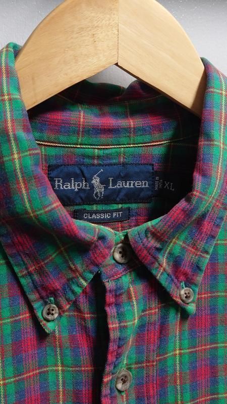 90’s Ralph Lauren Classic Fit” チェック柄 コットンネル BDシャツ XL ラルフローレン.