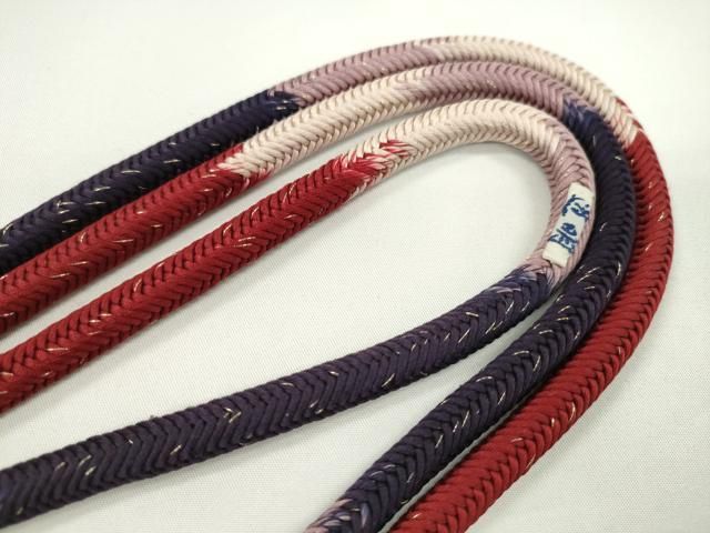 平和屋本店□極上 有職組紐道明 帯締め 奈良組 四色段 萬秋楽 金糸  