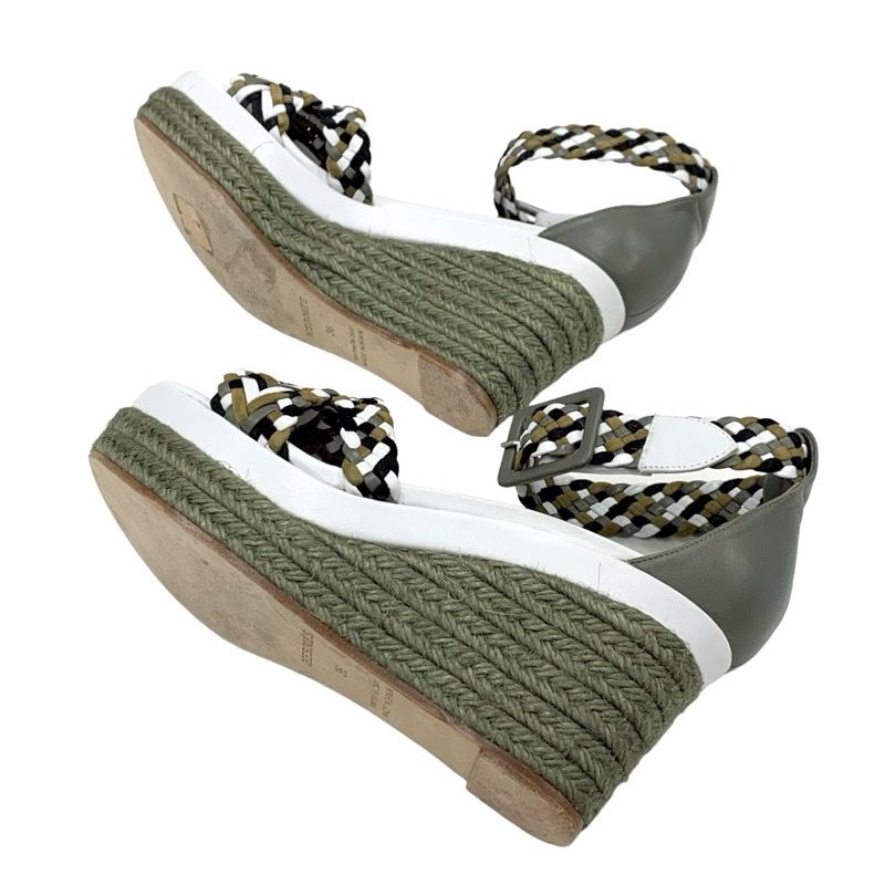 エルメス HERMES イネス サンダル 靴 シューズ レザー スエード カーキ  