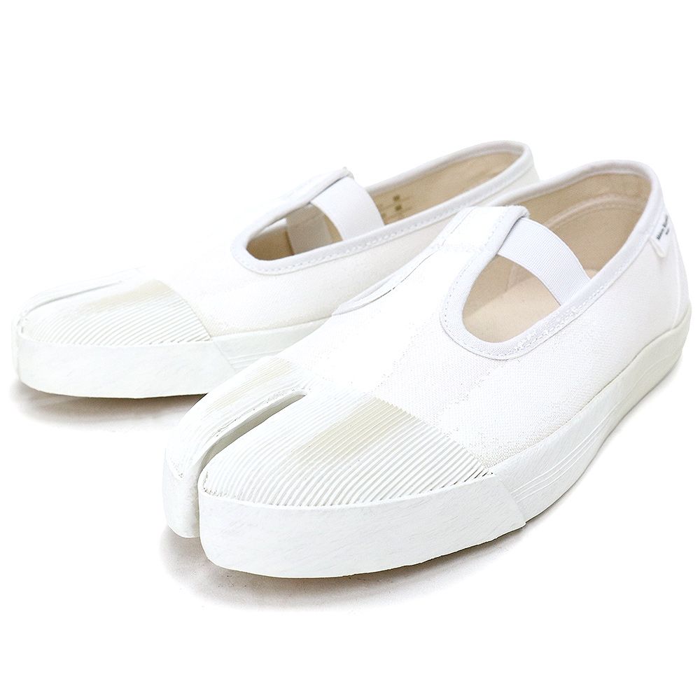 メゾン マルジェラ オンザデッキ TABI タビ メリージェーン スリッポン シューズ 靴 38 25cm コットンキャンバス ホワイト S39WS0115 Maison Margiela ♥品