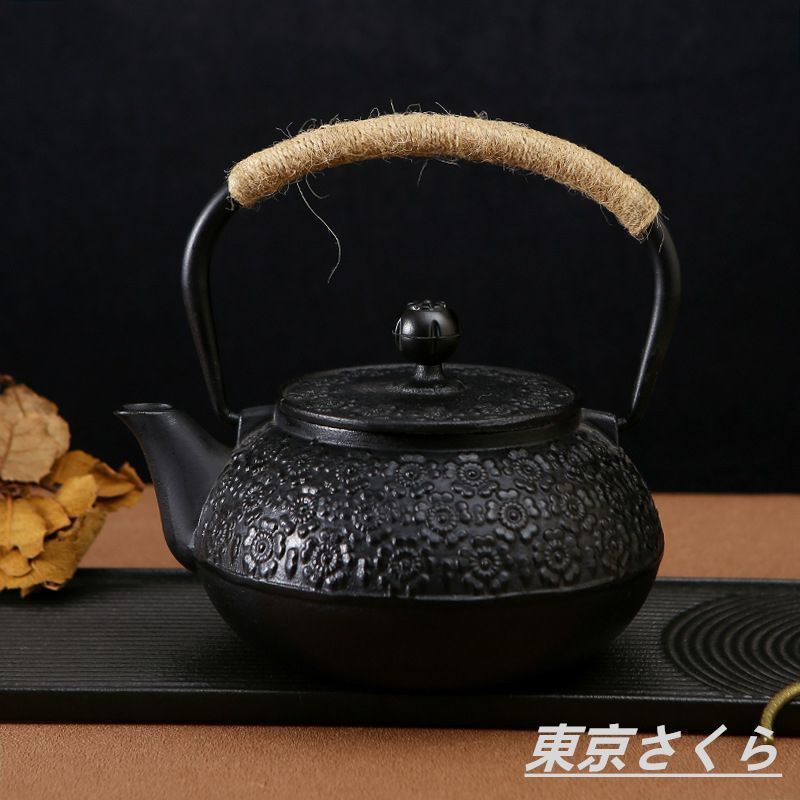 Miyabi ホーム＆キッチン 鉄器急須 鉄瓶 銅カバープラム竹ポットティー