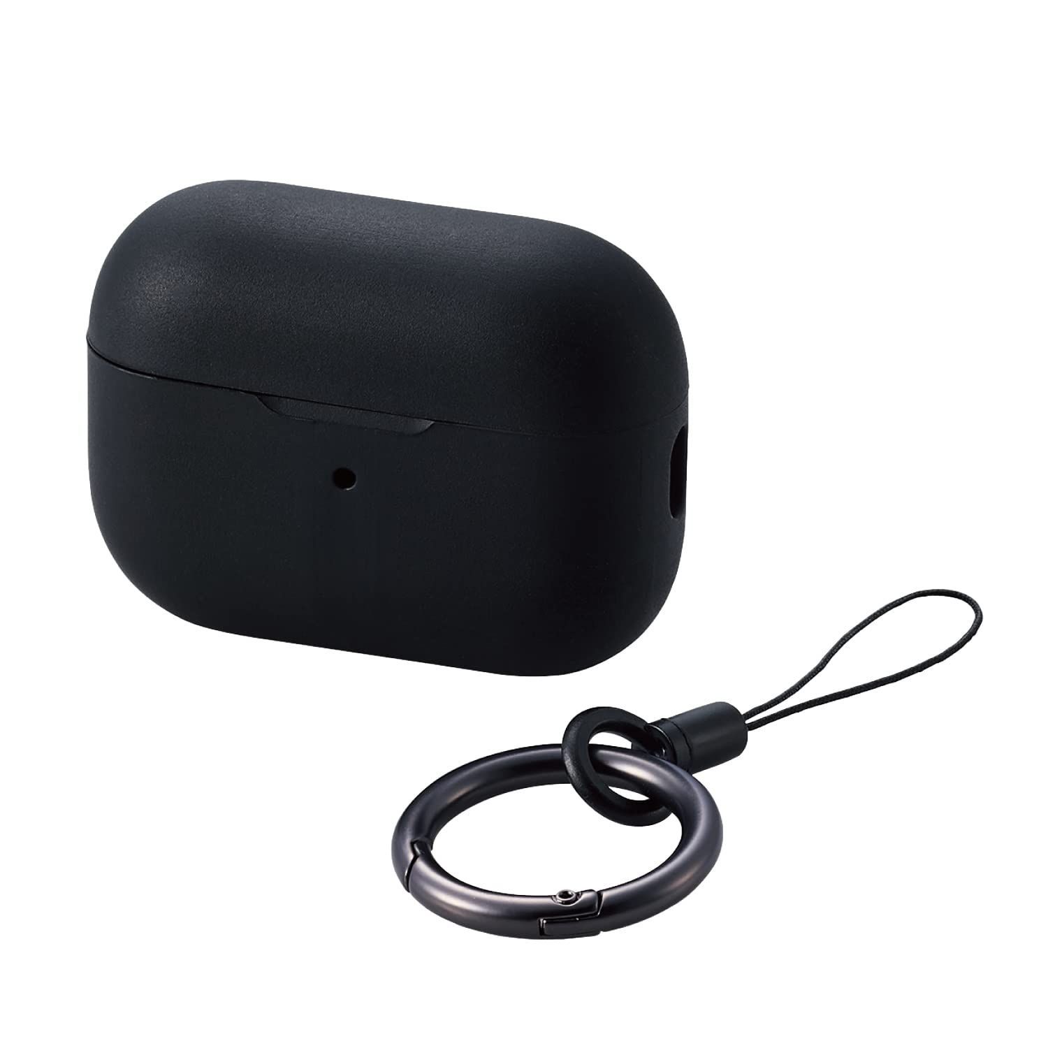  【新着商品】第2世代 2 2022年 用 ケース Pro シリコン カラビナ付き コネクターキャップ一体型 AirPods magsafe充電 ワイヤレス充電 対応 エレコム [やわらか素材でしっかり守る] ブラック AVA-AP4SCBK 応募券