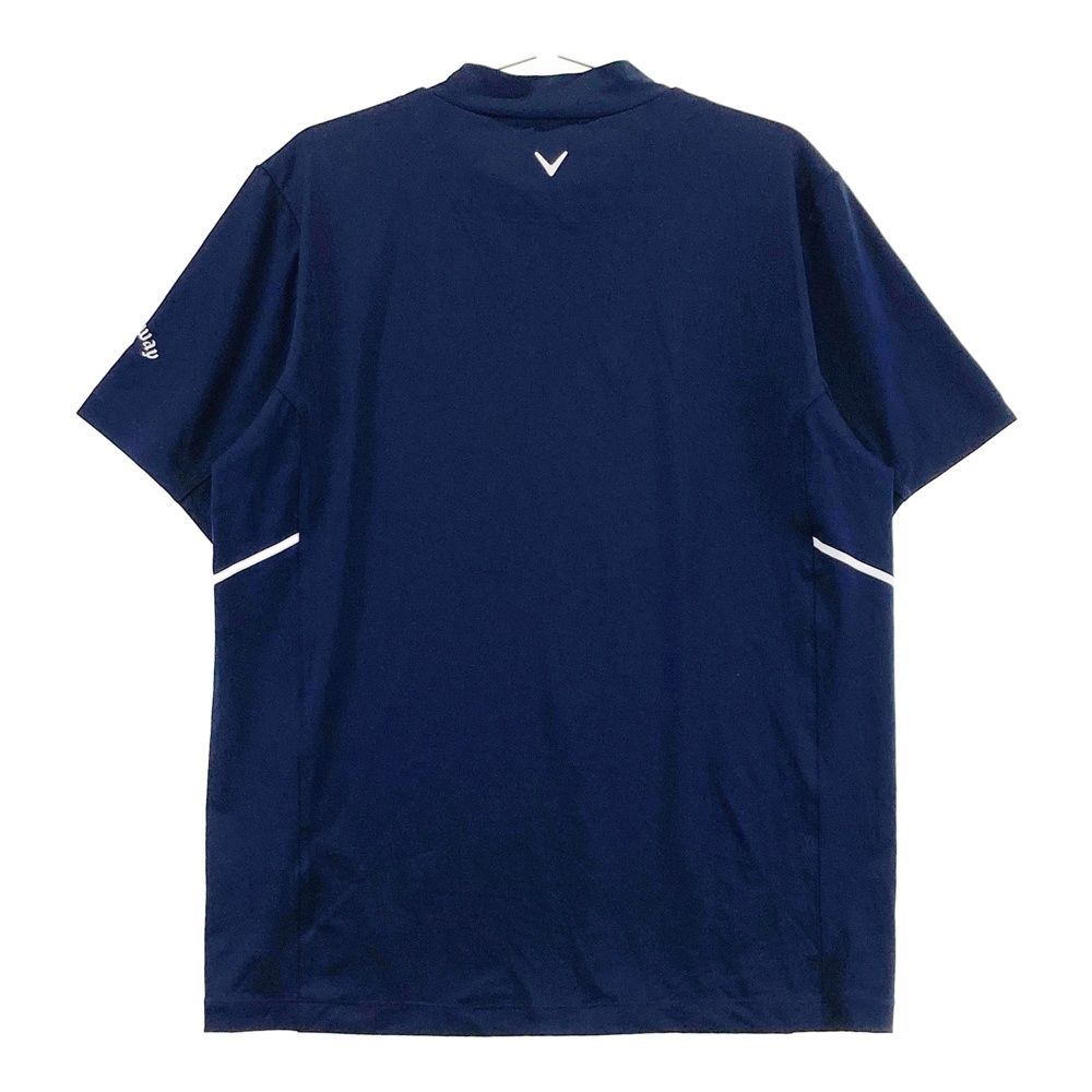 サイズ：L CALLAWAY キャロウェイ 2024年モデル ハイネック 半袖Tシャツ  ネイビー系 [240101481355] ゴルフウェア メンズ ストスト CALLAWAY キャロウェイ 2024年モデル ハイネック 半袖Tシャツ