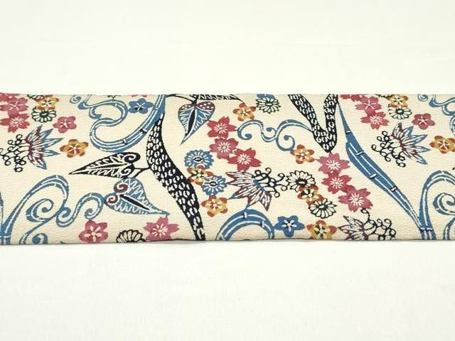 平和屋着物●九寸名古屋帯　手描き　成り物　金彩　鬼しぼ縮緬　正絹　逸品　DAAX0120cm 平和屋着物○九寸名古屋帯 手描き 成り物 金彩 鬼しぼ縮緬 正絹