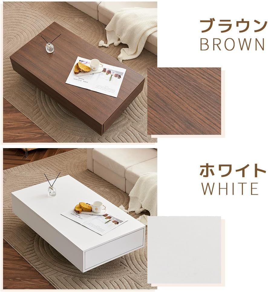 木製 幅100×奥行き55 ブラウン 引き出し付き インテリア 収納付き リビングテーブル ローテーブル 並行輸入品 オーエスジェイ OSJ MARWIL-DEMENAGEMENTS_CH