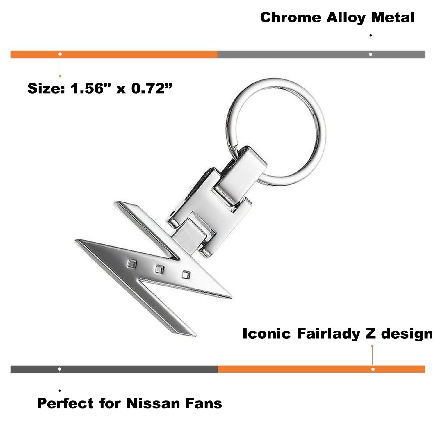 iJDMTOYクロム仕上げLetter Zキーチェーンリングfor Nissan 240zx