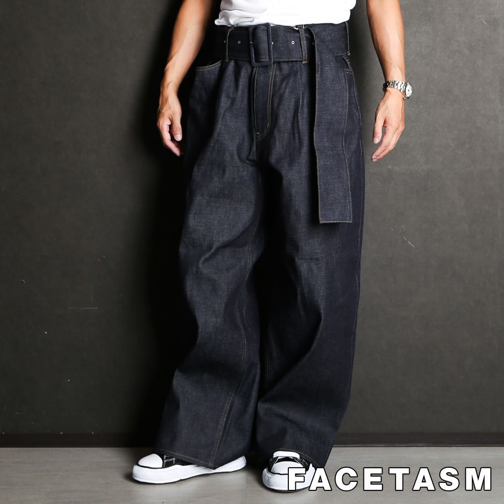 FACETASM/ファセッタズム】BELTED BIG HEART DENIM / ワイドパンツ