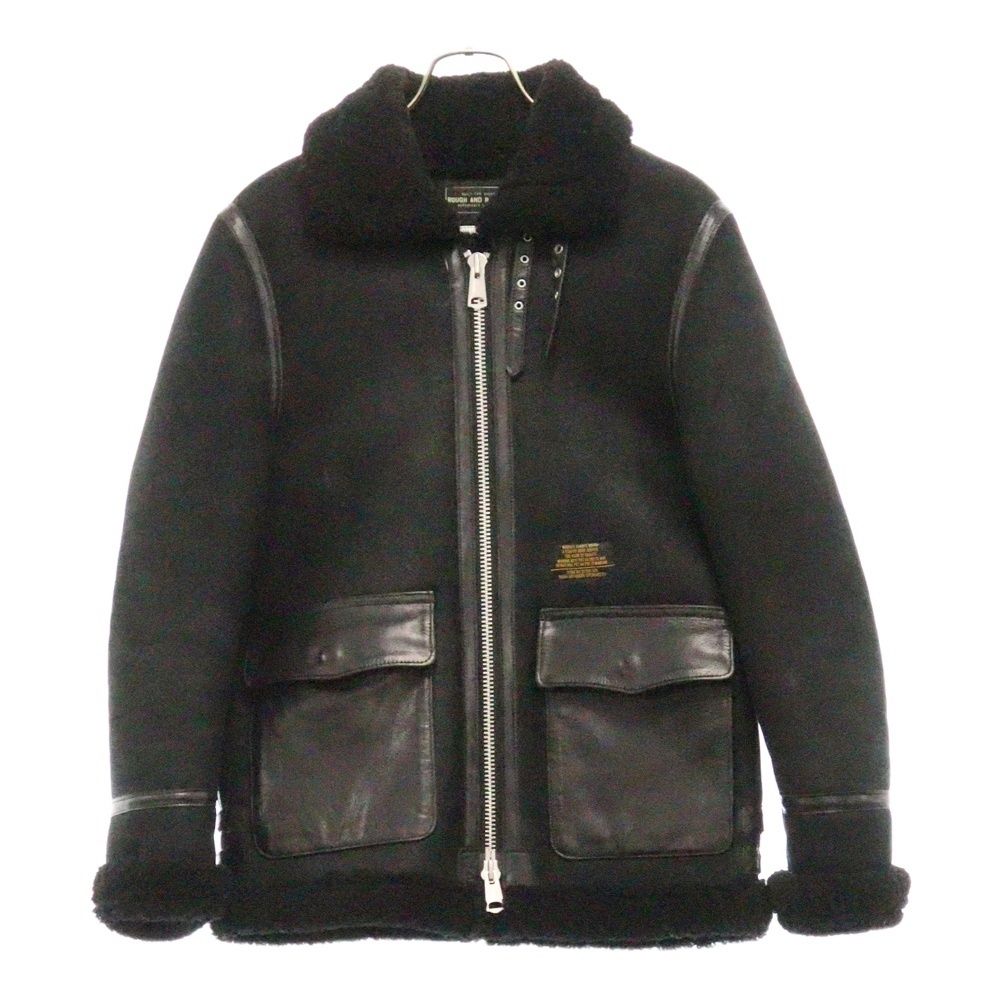 ROUGH AND RUGGED ラフアンドラゲッド B-3 シープレザー ミリタリー フライト ムートンジャケット ブラック