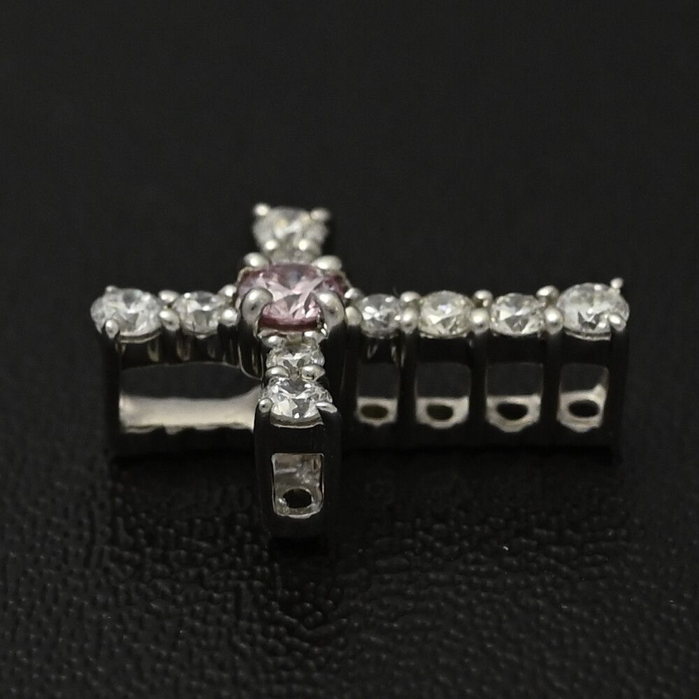 0.052ct FD 0.1ct クロスモチーフ･ピンク･ダイヤモンド･ダイヤモンドペンダントトップ Pt900-1.0g ピンク 翌日配送可 ♀ N レディース 589760 SIROKUMA-CORPORATION_COM