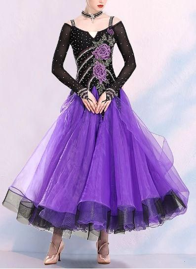 社交ダンスドレス 刺繍 ゴージャス パーティードレス オーダーメイド