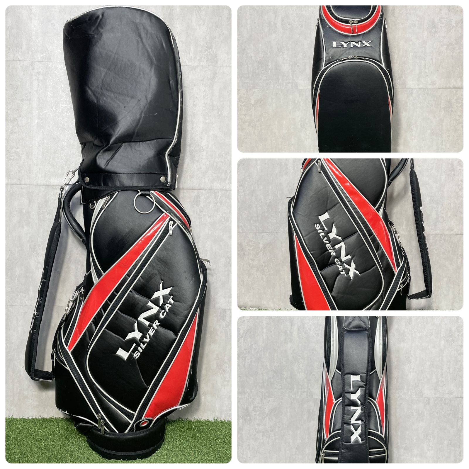 SILVER CAT & LYNX ブラックキャディバッグ SILVER CAT & LYNX ブラックキャディバッグ