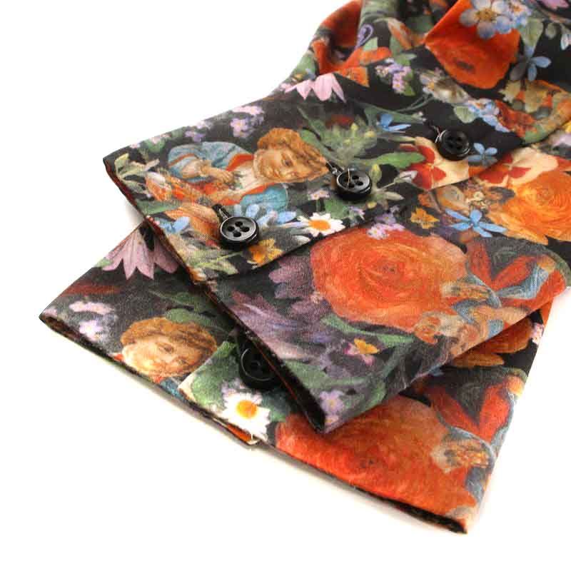 ＆ellecy 花柄 フリル シャツ 長袖