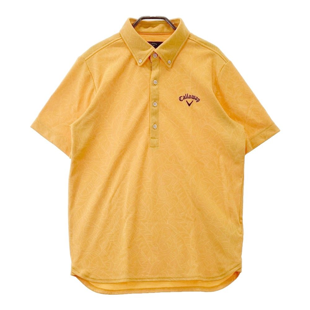 Callaway キャロウェイ ゴルフ シャツ オレンジ プリント 半袖 ポロシャツ ウェア L callaway キャロウェイ オレンジ ゴルフ ポロシャツ 総柄.