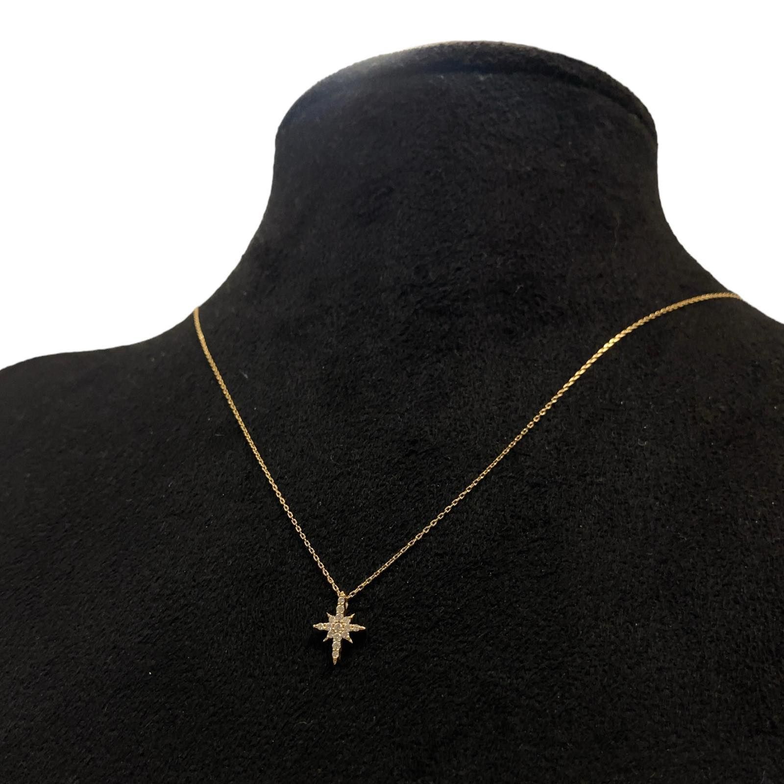 【美品】STAR JEWELRY スタージュエリー クロッシングスター ダイヤモンドネックレス ペンダント K18 15P 0.06ct ゴールド