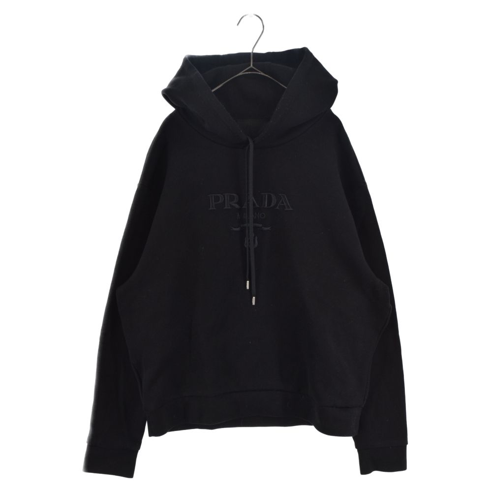 PRADA (プラダ) 22AW ロゴ刺繍 プルオーバー パーカー ブラック UJL34A