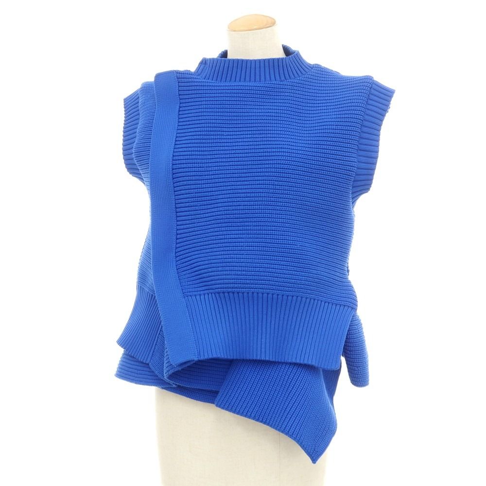 【中古】サカイ Sacai 2024年春夏 ローゲージ ポリエステル ダブルジップ ニットベスト ブルー【サイズ1】【レディース】 中古】サカイ Sacai 2024年春夏 ローゲージ ポリエステル ダブルジップ