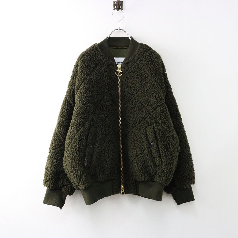 バブアー Barbour ボアキルトボンバージャケット 10/カーキ フリース ジップアップ ブルゾン【2400014376708】 バブアー Barbour ボアキルトボンバージャケット 10/カーキ