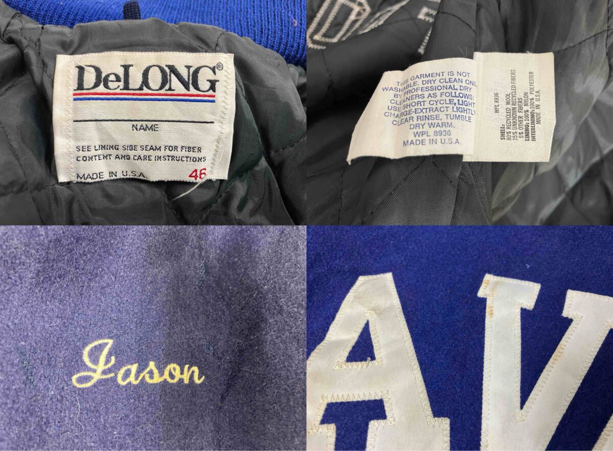 90s USA製 DeLONG デロング スタジャン アワードジャケット サイズ46