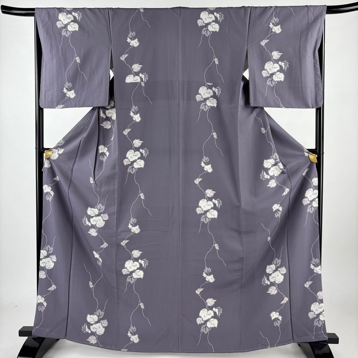 小紋 身丈166cm 裄丈66.5cm M 袷 蔦 薄紫 正絹 秀品