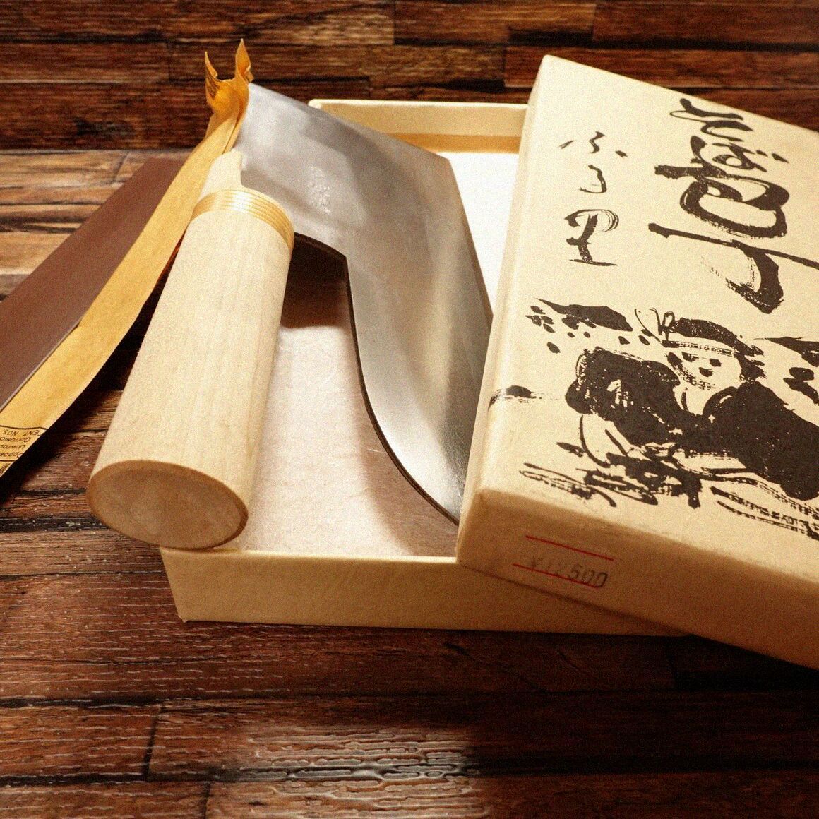 【B-8174】未使用 そば包丁 ふる里 そば切り 蕎麦包丁 定価8800円 駒板・取手付き 2点セット【千円市場】 加茂藤 蕎麦切り包丁 研ぎ済 ふる里 そば包丁 越前加茂藤 麺切り ほぼ