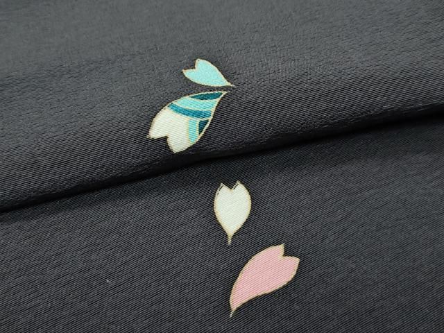 平和屋本店□極上 友禅作家 茂野大生 小紋 舞花文 黒橡色地 逸品 未