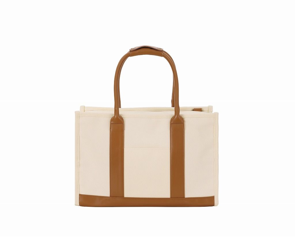 アイリスオーヤマ ペットキャリー キャンバストートキャリー 幅約40×奥行約20×高さ約27cm メッシュ生地 飛び出し防止リード 2way トートバッグ Mサイズ アイボリー P-CT400 IRIS OHYAMA