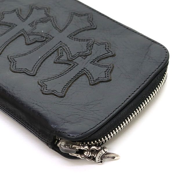 CHROME HEARTS 銀座店 クロムハーツ バンクローバー セメタリークロス ウォレット レザー SV925 黒 95174 期間限定CHROME HEARTS バンクローバーウォレット クロスパッチ