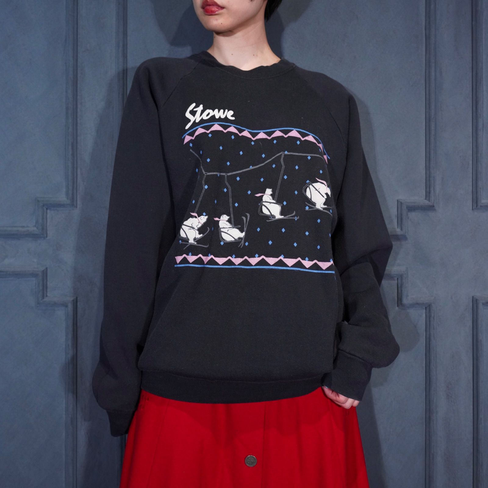 90 s USA VINTAGE FRUIT OF THE LOOM WHITE BEAR PRINT DESIGN SWEAT SHIRT|90年代アメリカ古着シロクマプリントデザインスウェット