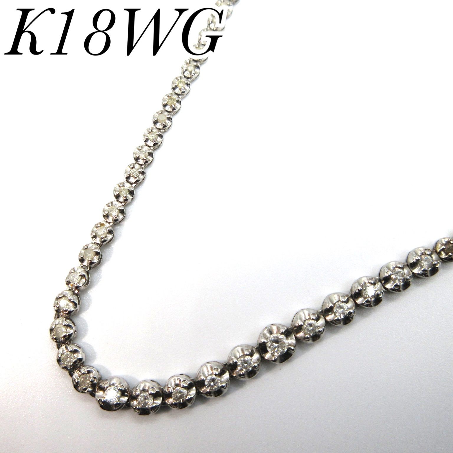 高級 K18WG テニスネックレス ダイヤ 2.00CT メンズ レディース