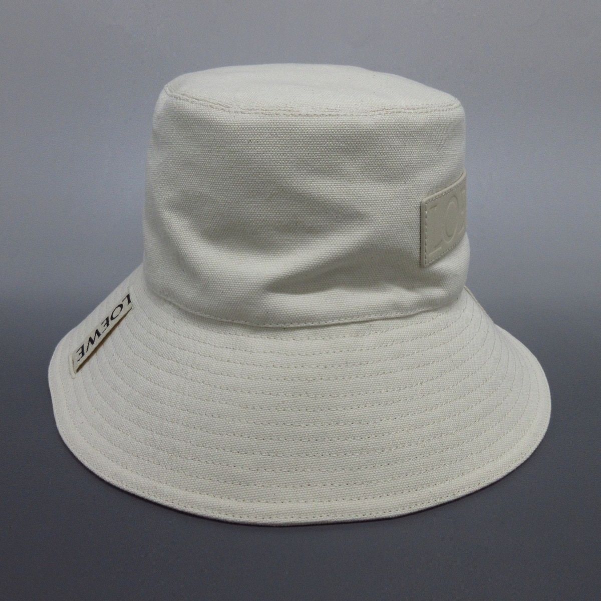 LOEWE ロエベ ハット 57 フィッシャーマンハット K820HF1X67 アイボリー コットン レザー