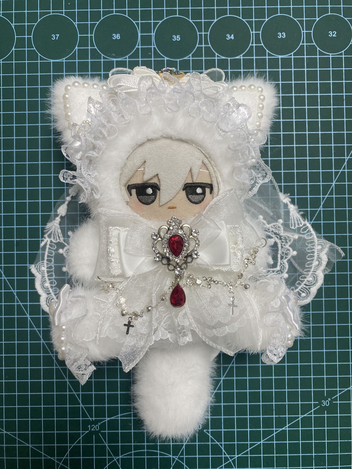 ぬい服 10cm ちびぐるみ おすわり ホワイトデー ウェディングドレス 白