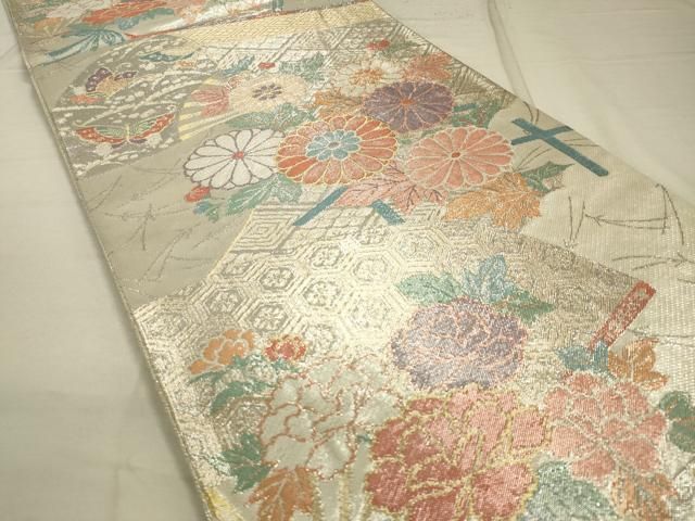 平和屋着物◎佐賀錦 六通柄袋帯 吉祥花文 金銀糸 正絹 逸品 DAAQ9873bc