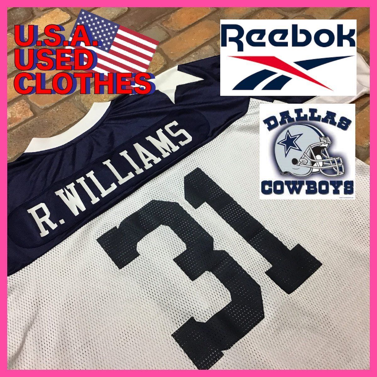 MS1-023☆USA直輸入☆海外正規品【NFL ダラス・カウボーイズ】リーボック社製 R.Williams 両面ナンバリング ゲームシャツ【メンズ  XL】ネイビー ストリート アメフト レプリカ - メルカリ