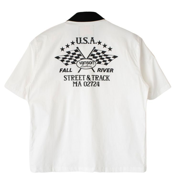 VANSON バンソン ワークシャツ TVS2305S ホワイト ブラック Lサイズ WORK SHIRT