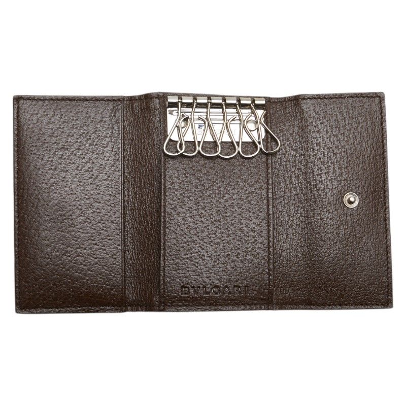 ブルガリ ロゴマニア 6連 キーケース ベージュ ホワイト キャンバス  