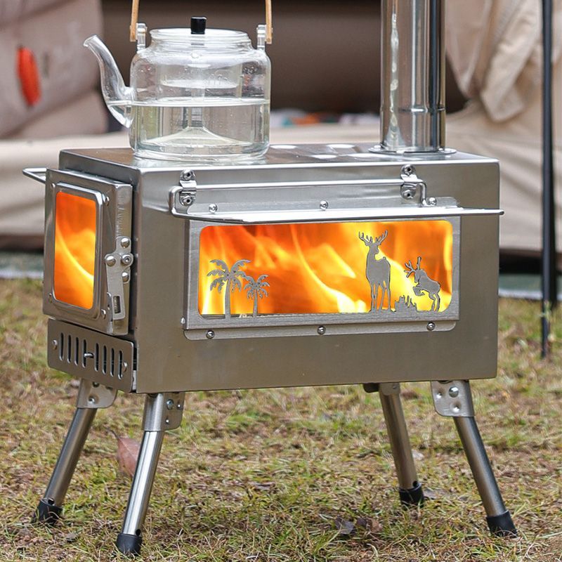 新品 多機能 グリル 薪ストーブ 2面耐熱ガラス窓 コンパクト 煙突・ケース付 新品 多機能 グリル 薪ストーブ 2面耐熱ガラス窓 コンパクト 煙突