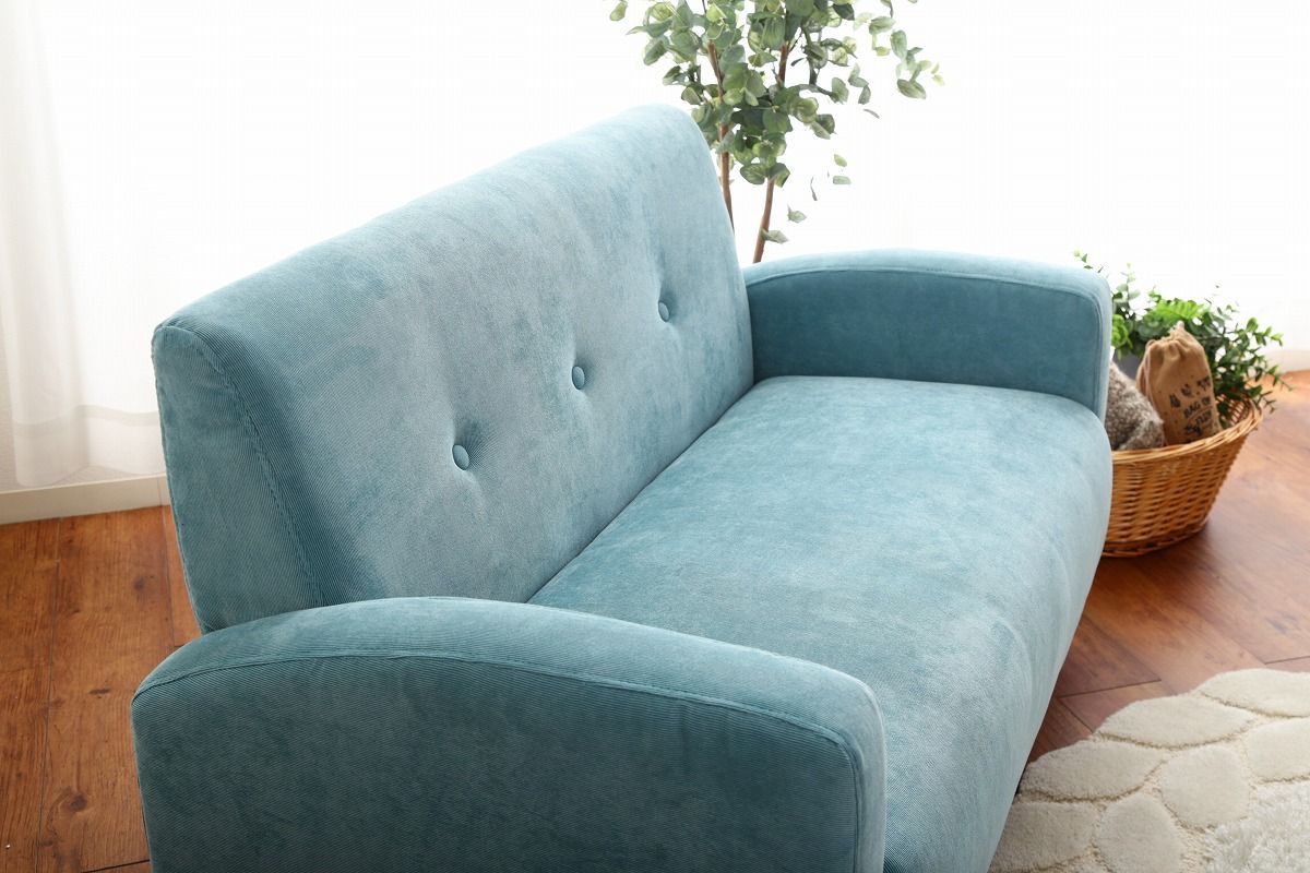 2人掛け布張りソファ ターコイズブルー 楽天市場】コンパクトカウチソファ ソファー ソファ 二人掛け 2