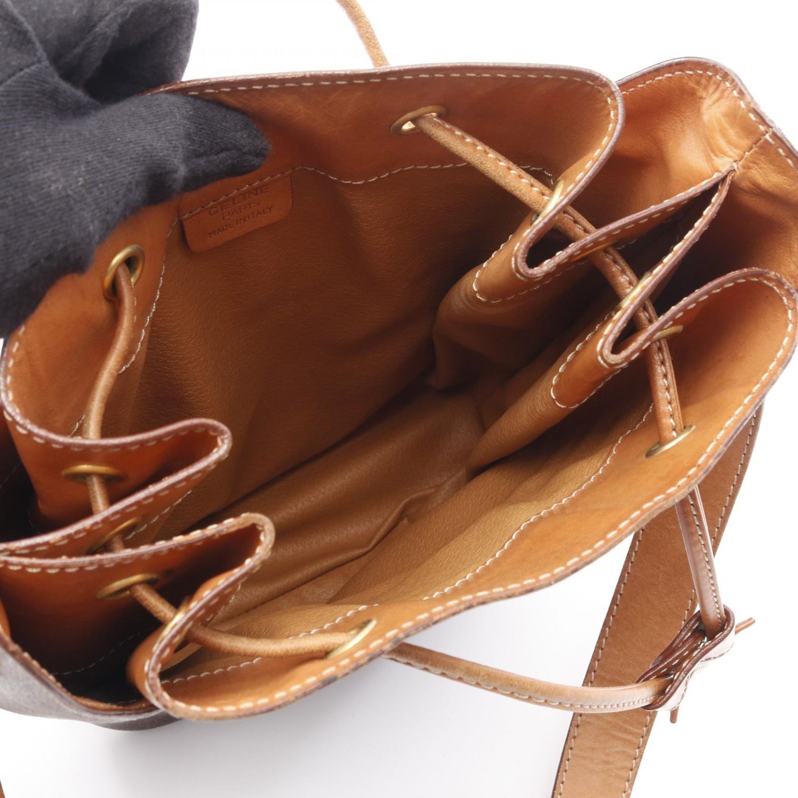 CELINE】メッセンジャーバッグ マカダム柄 ゴールド金具 ブラウン PVC