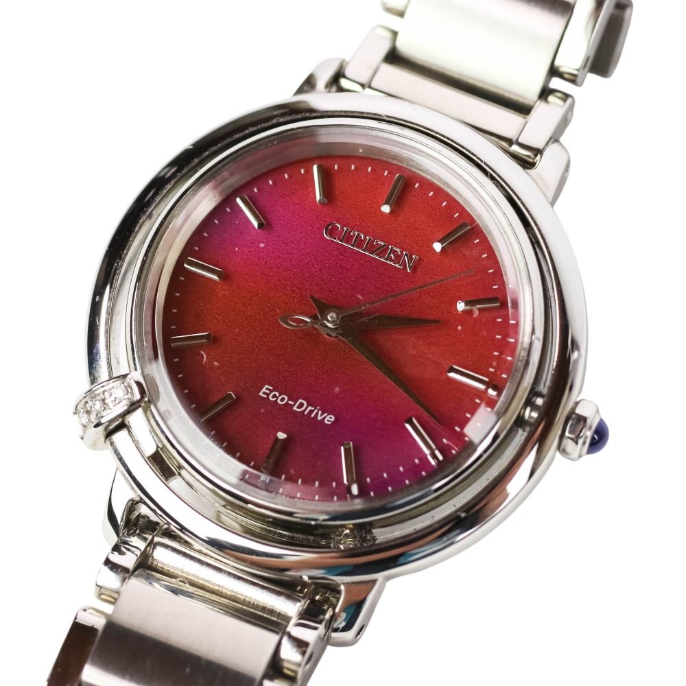 CITIZEN シチズン L ARCLYコレクション e031-009hl01 エコドライブ ソーラー 腕時計 3Pダイヤ シルバー レッド レディース 古着
