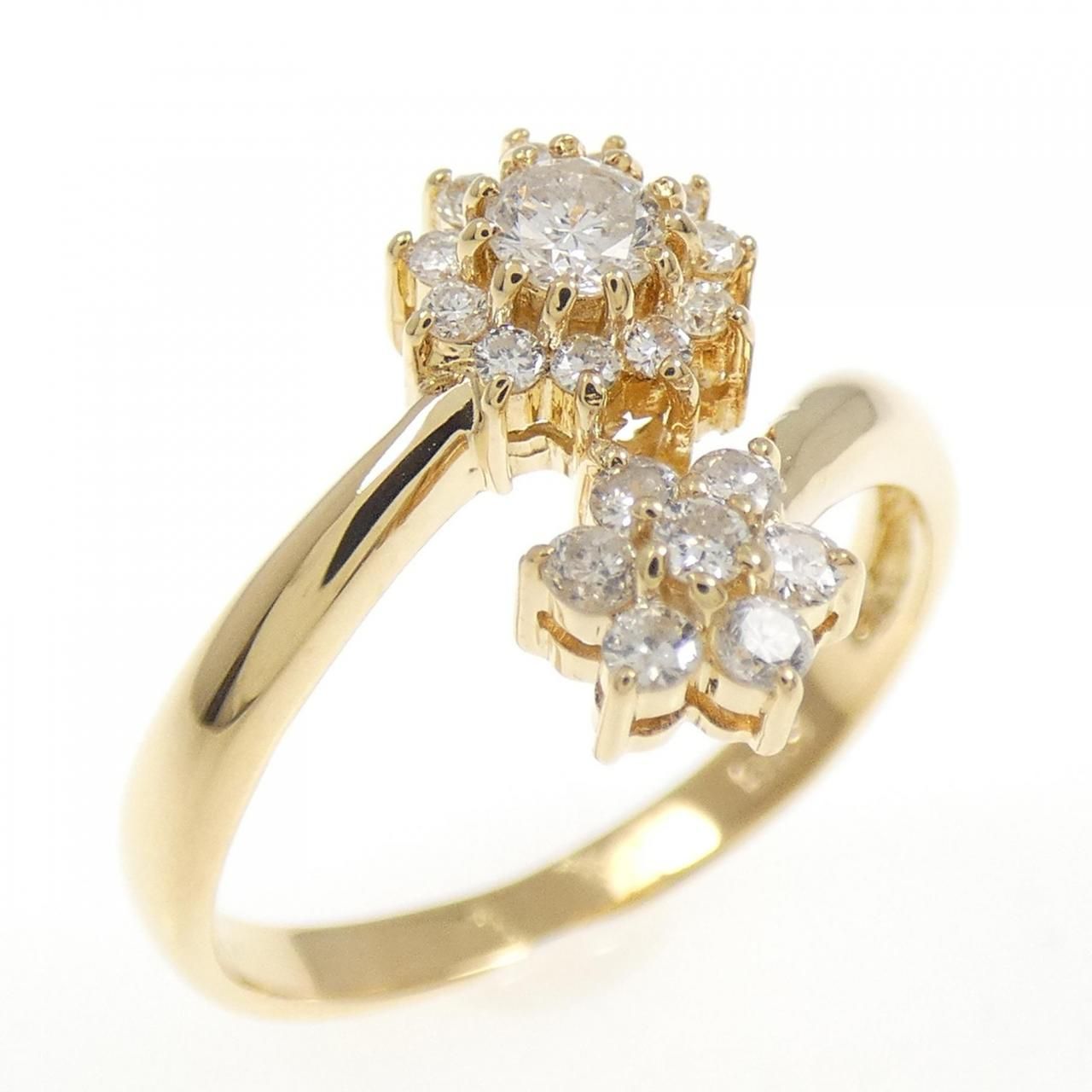 k18YGリング K18YG フラワー ダイヤモンド リング 0.28CT - メルカリ