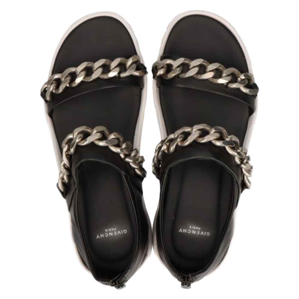 ☆GIVENCHY☆メタル ベルト サンダル☆イタリア製☆黒☆金☆24.5cm☆｜靴