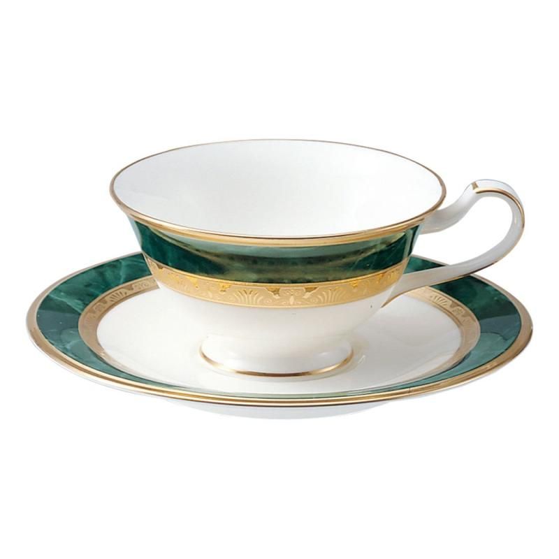 Noritake ノリタケ カップ -amp- ソーサー コーヒー ティー 兼用 220cc フィッツジェラルド グリーン ボーンチャイナ T59587|4712