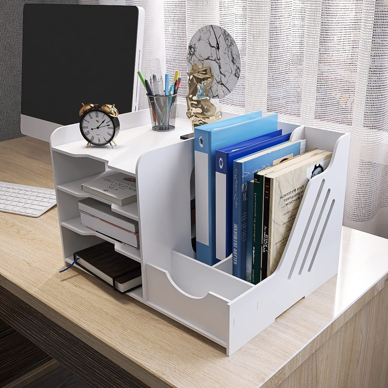PUNCIA 卓上収納 ラック 書類ケース 事務用品 デスク収納 組み立て式